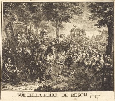 Utsikt over Bezons-messen av Gabriel Jacques de Saint Aubin