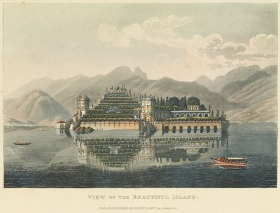 Utsikt over den vakre øya (Isola Bella, Lago Maggiore), før 1820 (akvarell over etsing og akvatint på vevd papir) av Gabriel L. and Lory Mathias G.  Lory