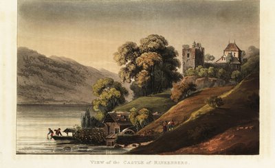 Ruinene av middelalderborgen Ringgenberg ved Brienzsjøen, kantonen Bern, Sveits av Gabriel Ludwig (after) Lory