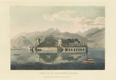Utsikt over den vakre øya Isola Bella, Lago Maggiore, før 1820. av Gabriel Ludwig Lory