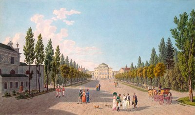 Utsikt over Pavlovsk-palasset fra parken, 1808. av Gabriel Ludwig Lory the Elder