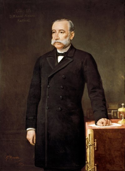 Portrett av Manuel ALONSO MARTINEZ (1827-1891), spansk advokat og politikermedlem av Liberal Union Party Madrid, Deputertkongressen.   Maleri av Gabriel Maureta (1800-tallet). av Gabriel Maureta Aracil