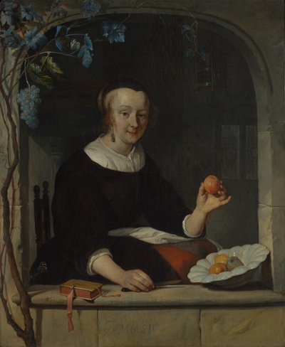 En kvinne som sitter ved et vindu, tidlig på 1660-tallet. av Gabriel Metsu