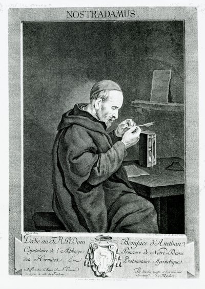 Portrett av Michel Nostradamus (1503-66) gravert av Christian von Mechel (1737-1817) 1762 av Gabriel Metsu