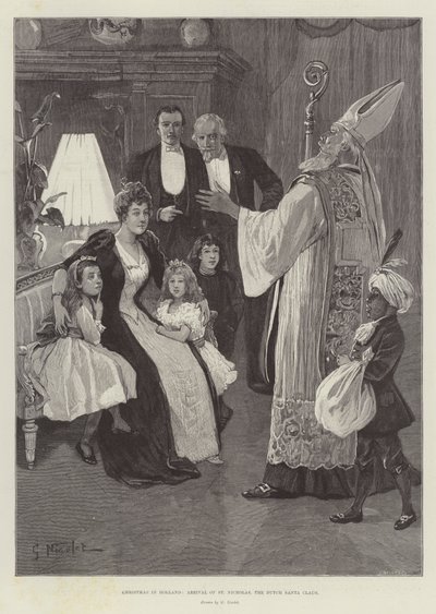 Jul i Holland, ankomst til St Nicholas, den nederlandske julenissen av Gabriel Nicolet