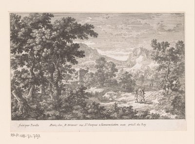Kristus og Emmaus Landskap med bibelske scener (serietittel) av Gabriel Perelle