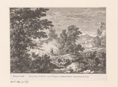 Kristus i hagen til Getsemane-landskap med bibelske scener (serietittel) av Gabriel Perelle