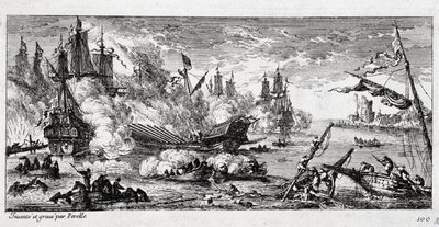 Sjøslaget ved Agosta (dagens Augusta på Sicilia) mellom den franske flåten og en spansk og nederlandsk allianse 22. april 1676. Også kalt slaget ved Gibel-fjellet (Gibel-fjellet) eller slaget ved Famagusta. av Gabriel Perelle
