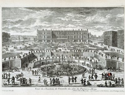 Utsikt over Chateau de Versailles fra siden av vannsengen - av Perelle, sent på 1600-tallet av Gabriel Perelle