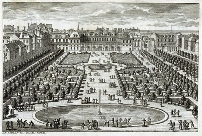 Utsikt over Parc du Palais Royal i Paris. Gravering av Perelle, slutten av 1600-tallet. av Gabriel Perelle