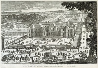 Utsikt over slottet Vaux Le Vicomte (Vaux-Le-Vicomte) fra inngangssiden (hager ved Le ours) - av Perelle, sent på 1600-tallet av Gabriel Perelle