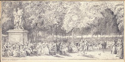 Et møte i Tuileries Gardens rundt en statue, 1760 av Gabriel de Saint Aubin