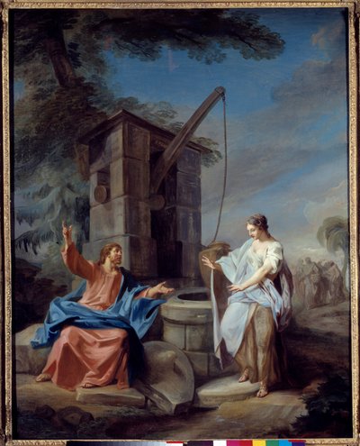 Kristus og samaritanske maleri av Gabriel de Saint Aubin (1724-1780) 1752 Søn. 1,35x1,06 m Rouen, Musee des Beaux Arts av Gabriel de Saint Aubin