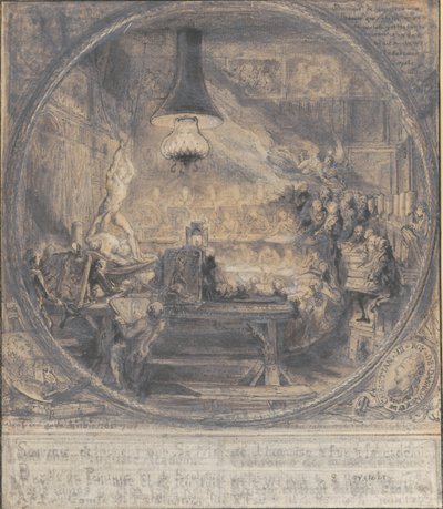 Kong Christian VIIs besøk på Det kgl. Det franske kunstakademiet i Paris, 8. nov. 1768. av Gabriel de Saint Aubin