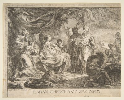 Laban søker sine guder, 1753. av Gabriel de Saint Aubin