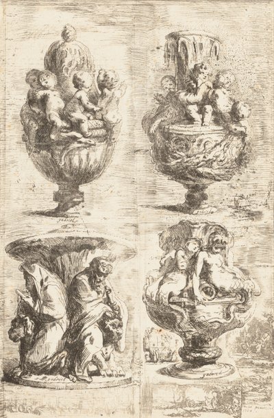 De fire vasene, 1754. av Gabriel de Saint Aubin