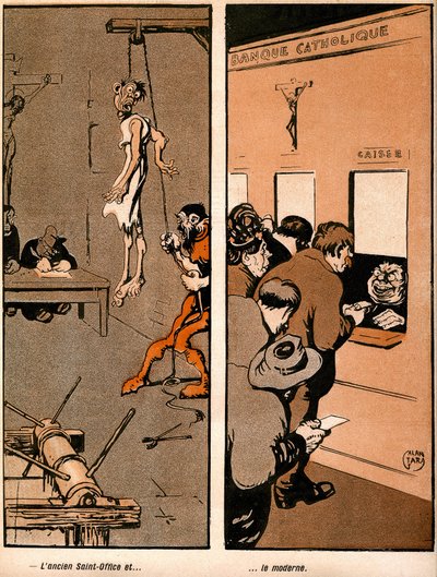 Tegneserie i den franske politiske humordagboken «L'assiette au beurre»» spesial Vatikanet (n°242 av 18. november av Gabriele (1865 1937) Galantara