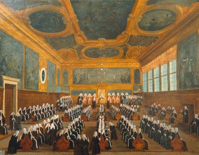 Council of Pregadi, av Gabriel Bella (1730-1799), olje på lerret, 96x149 cm av Gabriele Bella