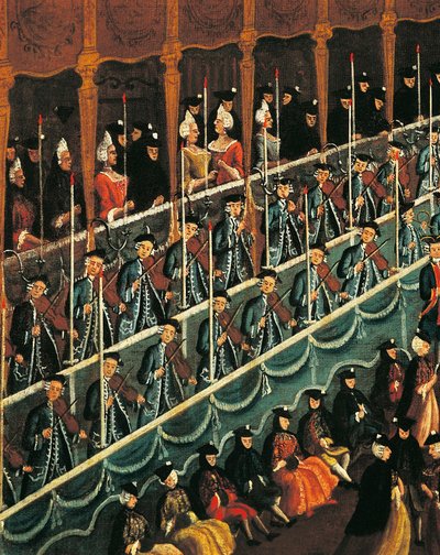 Italia, Veneto, Venezia, Måltid på San Benedetto Theatre til ære for Dukes of North, nærbilde av Gabriele Bella
