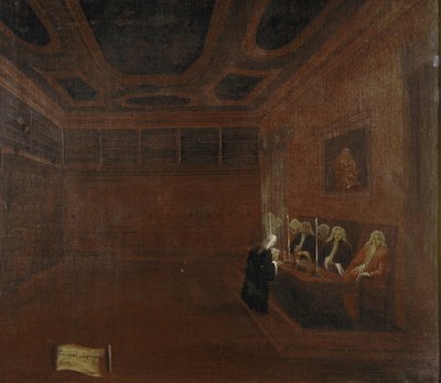 The Supreme Court of the Forty eller Council of the Forty, detalj (Venezia, Høyesterett i Quarantia. Detalj) - Maleri av Gabriele Bella (ca. 1730-1799). Venezia, Querini Stampalia Foundation av Gabriele Bella