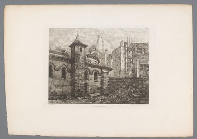 Utsikt over Saint-Julien-le-Pauvre Saint Julian the Poor (tittel på objekt) Frankrike etsen uit 1874 (serietittel) Etsningen i 1874 (serietittel) av Gabrielle Marie Niel