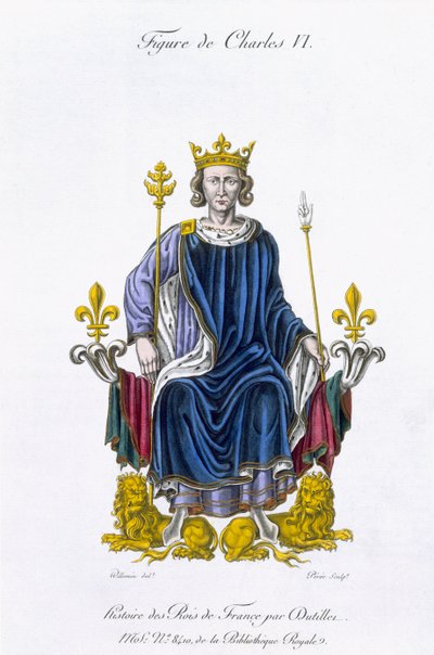 Figur av Charles VI, gravert av Amedee Peree, fra 