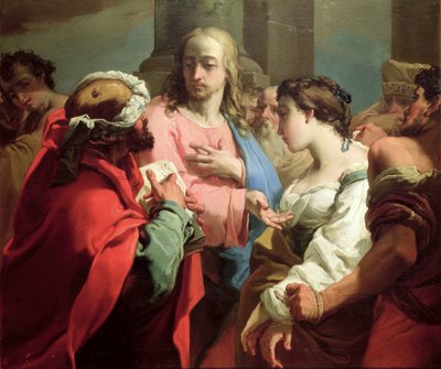 Kristus og kvinnen tatt i utroskap (olje på lerret) av Gaetano Gandolfi