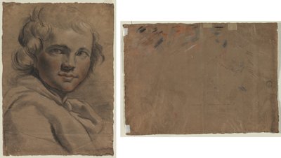 Head of a Young Man (recto) Skisse av et hode (verso) av Gaetano Gandolfi