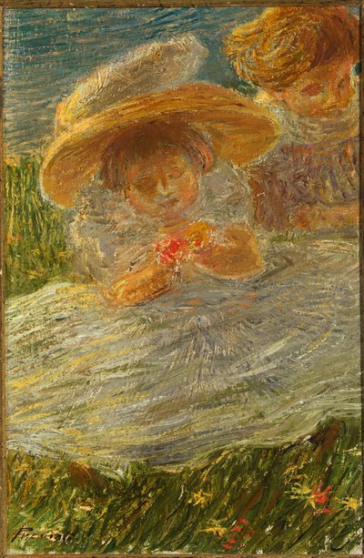 Barn på plenen av Gaetano Previati