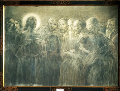 Kristus blant apostlene, av Gaetano Previati (1852-1920), kull på lerret av Gaetano Previati