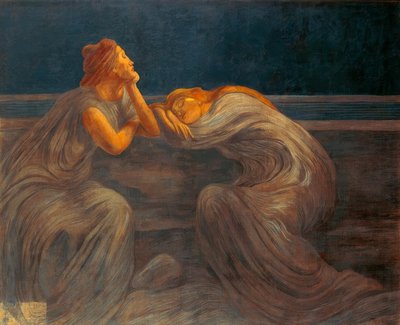 Nocturne, 1908, av Gaetano Previati (1852–1920). av Gaetano Previati