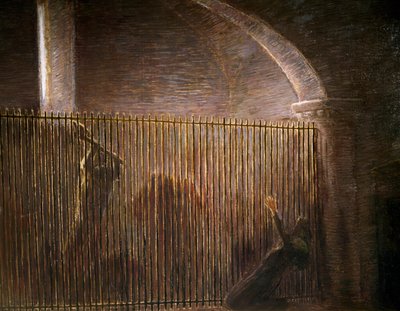 Parisina, maleri av Gaetano Previati (1852-1920), siste scene i akt IV av homonym opera av Pietro Mascagni (1863-1945), olje på lerret av Gaetano Previati
