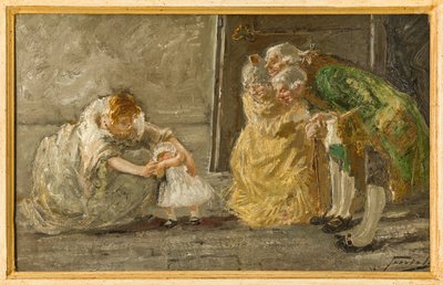 Scene (oljemaleri på lerret) av Gaetano Previati