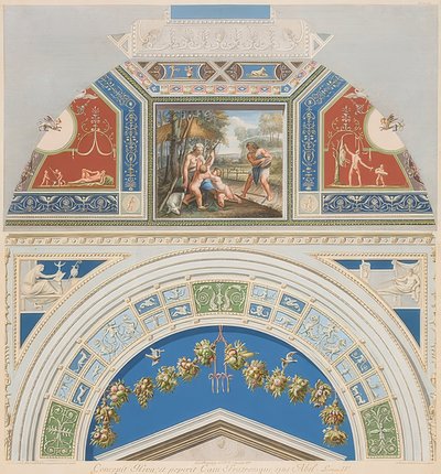 Bezel og hvelvpanel med Adam og Eva på jobb. 1774 av Gaetano Savorelli
