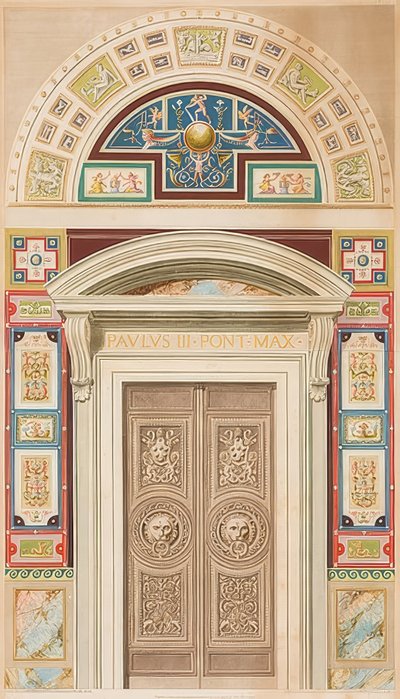 Dør, ramme og lunette til Loggia I. av Gaetano Savorelli