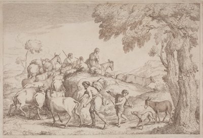 En eldre hyrde sett bakfra av Gaetano Zompini, after Giovanni Benedetto Castiglione