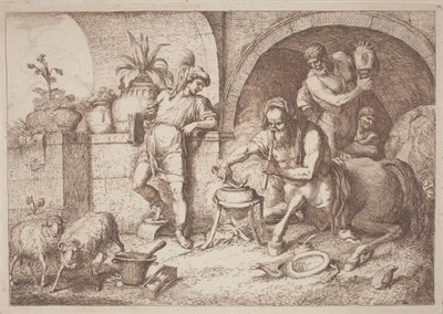 Chiron lærer magi til Achilles av Gaetano Zompini, after Giovanni Benedetto Castiglione