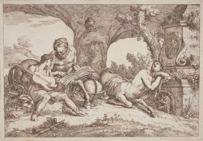Chiron lærer musikk til Achilles av Gaetano Zompini, after Giovanni Benedetto Castiglione