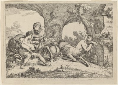 Chiron lærer musikk til Achilles av Gaetano Zompini after Giovanni Benedetto Castiglione