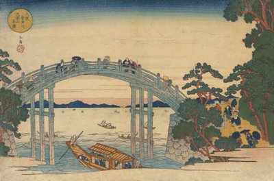 Steinbroen over Aji-elven, Osaka, 1838. av Gakutei