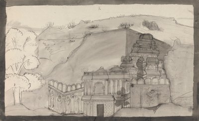 Interiør i et Ellora Cave Temple av Gangaram Chintaman Tambat