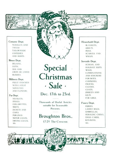 Annonse for Broughton Bros. - Special Christmas Sale, 1917 av Garratt and Atkinson