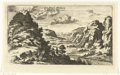 Utsikt over Mount Tabor og Kristi forvandling Topografiske bilder av Midtøsten (serietittel) av Gaspar Bouttats