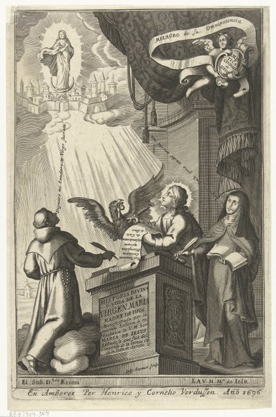 Jomfru Maria blir hentet inn i himmelriket Historia divina y vida de la Virgen maria (tittel på objekt) av Gaspar Bouttats