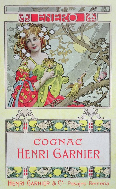 januar, fra en kalender for Henri Garnier & Co. av Gaspar Camps Junyent