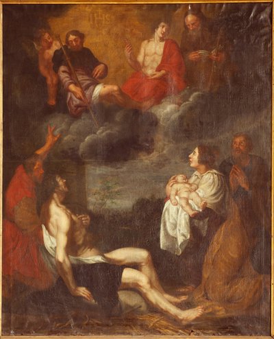 Sognekirke (Sint-Pieterskerk). Interiør. Sørgang. Alteret. Maleri. Kristi fødsel. Attr. til G De Craeyer. 17. århundre. (maleri) av Gaspar De Crayer
