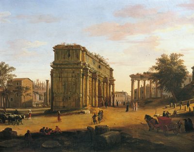 Buen til Septimius Severus i Roma, av Gaspar van Wittel (1652 eller 1653-1736), olje på panel, 565 x 9056 cm, detalj av Gaspar van Wittel