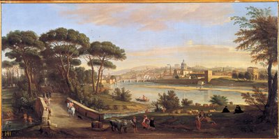 Utsikt over Oltrarno i Firenze siden Cascine av Gaspar van (1653-1736) Wittel
