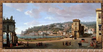 Utsikt over Chiaia-distriktet, Napoli - Maleri, slutten av 1600- og 1700-tallet av Gaspar van Wittel