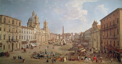 Utsikt over Piazza Navona, maleri av Gaspar van Wittel eller Gaspare Vanvitelli (1652 eller 1653-1736), olje på lerret, Italia av Gaspar van Wittel